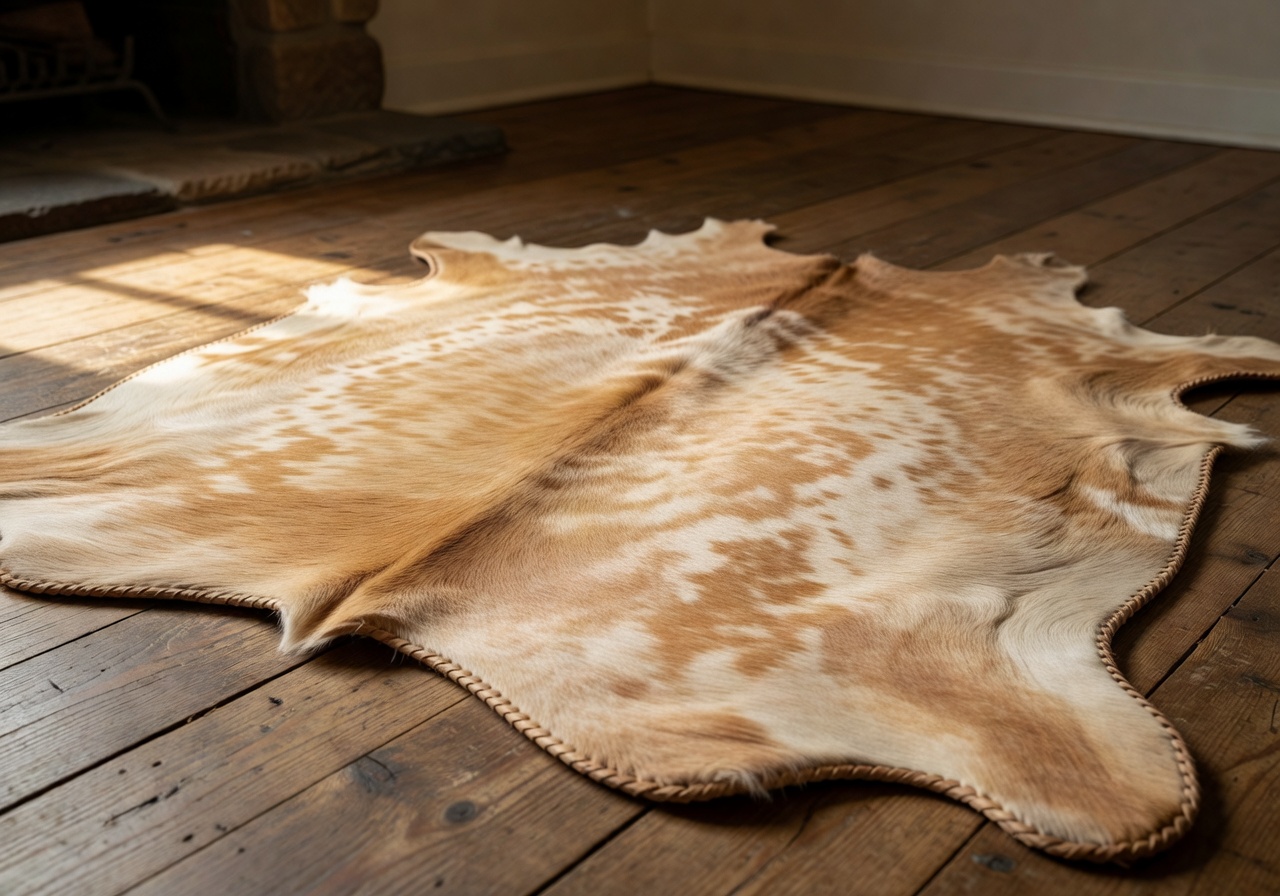 Unique palomino colored calf hide mat